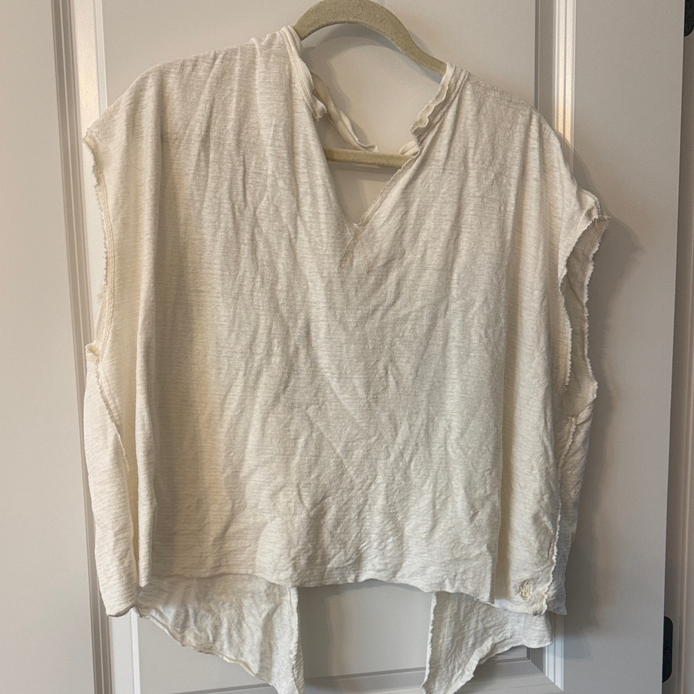 Relaxed Cream V-Neck Tunic Top